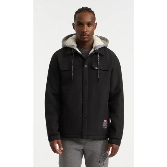 Ecko Unlimited Hooded Puffer Jacket With Faux Sherpa Lining Snap Buttons Gray - Picture 1 of 11